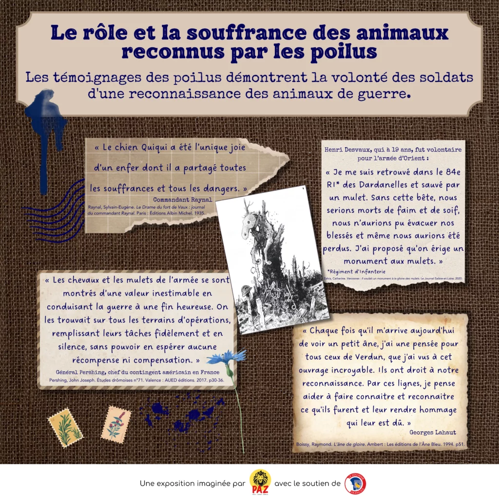 Exposition animaux guerre panneau 2
